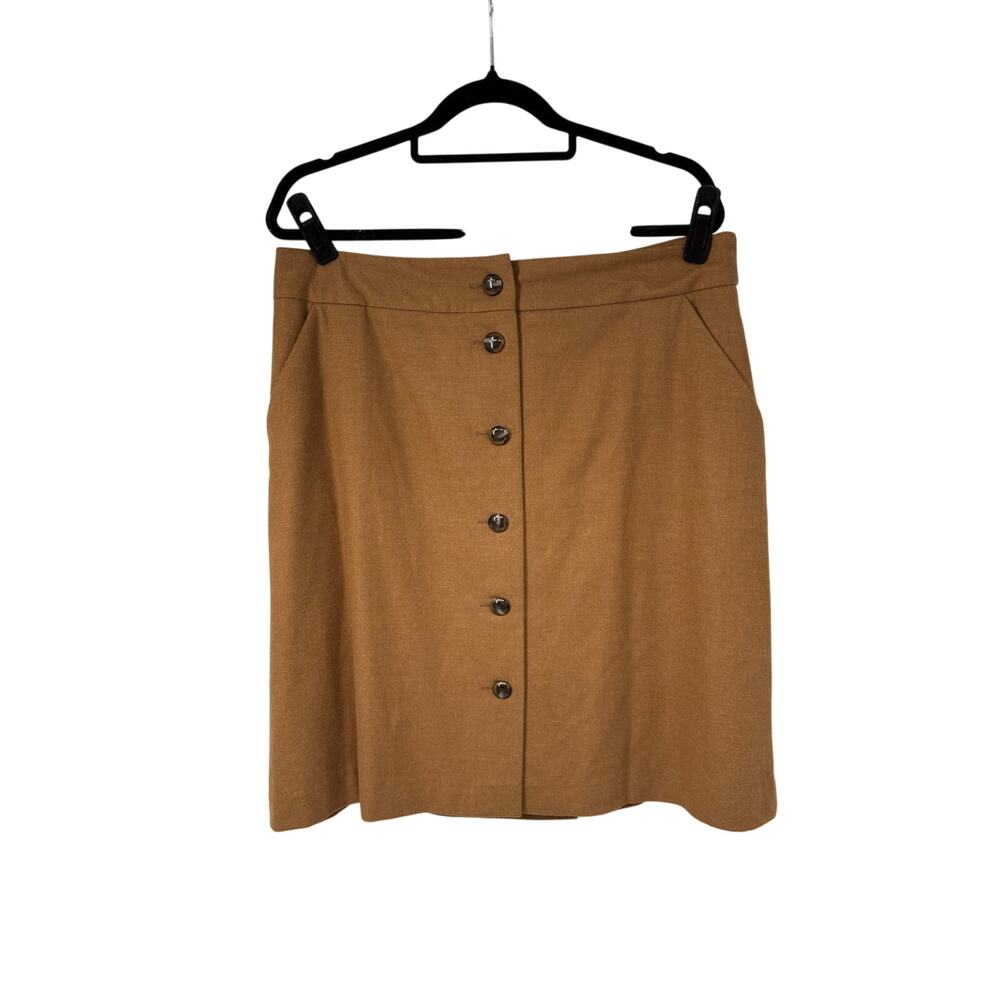 Iris Setlakwe Brown Tan Faux Button Front Skirt Womens 14